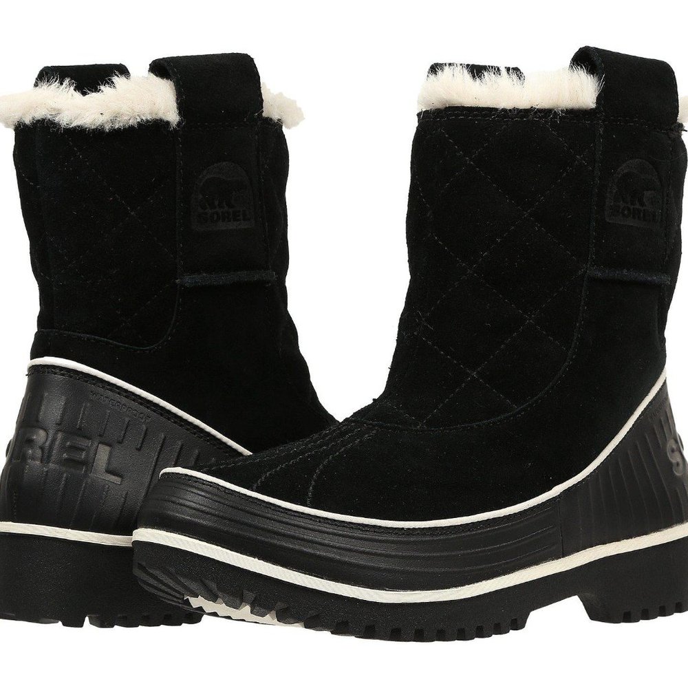 Sorel Women's Tivoli Waterproof Suede Insulated Mid Calf Boots Black Size 5 EUC